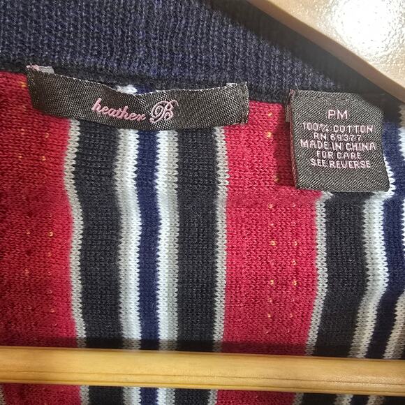 Heather B 100% cotton 90s style short sleeve cardigan size petite med - Picture 3 of 4